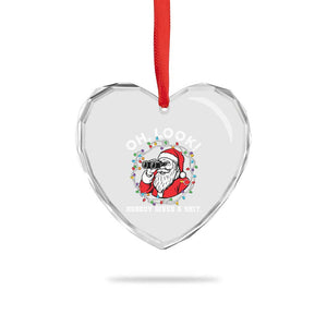 Funny Christmas Santa Oh Look Nobody Gives A Shit Heart Crystal Glass Ornament TS11 Print Your Wear