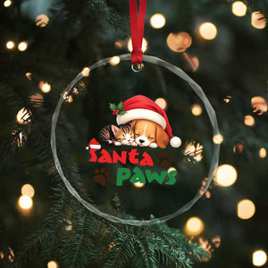 Funny Christmas Santa Paws Dogs And Cats Crystal Glass Ornament TS09 Print Your Wear