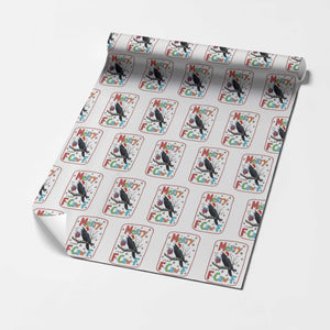 Funny Christmas Santa Raven Wrapping Paper Roll Merry F Caw F Joke Gift TS12 White Print Your Wear