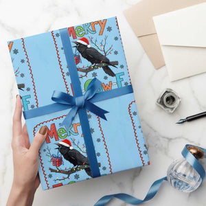 Funny Christmas Santa Raven Wrapping Paper Roll Merry F Caw F Joke Gift TS12 Light Blue Print Your Wear