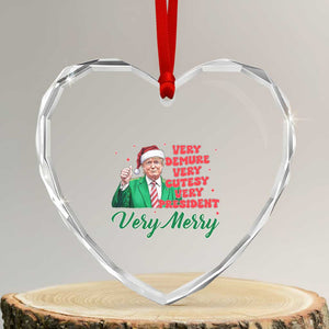 Funny Christmas Santa Trump Heart Crystal Glass Ornament Very Demure Very Cutesy Very President Very Merry TS11 Transparent Glass 3'' Heart Print Your Wear