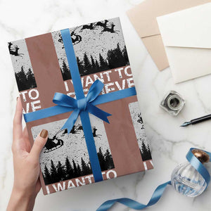 Funny Christmas Santa Wrapping Paper Roll I Want To Believe Sleigh With Reindeers TS11 Mocha Print Your Wear