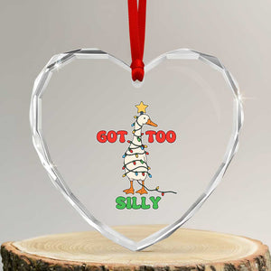 Funny Christmas Silly Goose Heart Crystal Glass Ornament Got Too Silly Goose Pun Humor Xmas Tree TS11 Transparent Glass 3'' Heart Print Your Wear