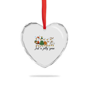 Funny Christmas Silly Goose Heart Crystal Glass Ornament Just A Jolly Goose Xmas Poultry Animal Humor TS11 Print Your Wear
