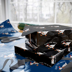 Funny Christmas Silly Goose Wrapping Paper Roll Funny Duck the Halls TS10 Black Print Your Wear