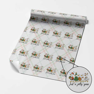 Funny Christmas Silly Goose Wrapping Paper Roll Just A Jolly Goose Xmas Poultry Animal Humor TS11 Christmas Plaid Print Your Wear
