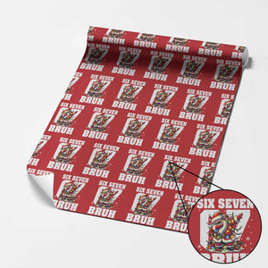 Funny Christmas Six Seven Bruh Wrapping Paper Roll Dabbing Santa TS11 Red Print Your Wear