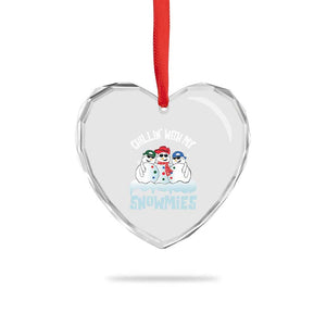 Funny Christmas Snowman Heart Crystal Glass Ornament Chillin' With My Snowmies Squad TS11 Print Your Wear
