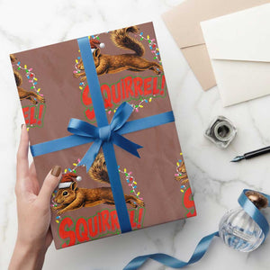 Funny Christmas Squirrel Wrapping Paper Roll Xmas Vacation Holiday Movie TS11 Mocha Print Your Wear