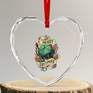 Funny Christmas Tabletop RPG Heart Crystal Glass Ornament Merry Critmas D20 RPG Gamer Gaming TS11 Transparent Glass 3'' Heart Print Your Wear