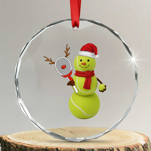 Funny Christmas Tennis Snowman Crystal Glass Ornament Tennis Lover Gift TS12 Transparent Glass 3'' Circle Print Your Wear
