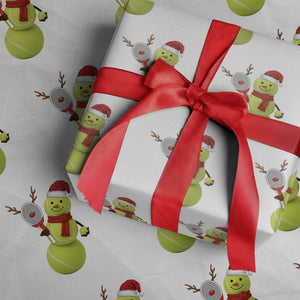 Funny Christmas Tennis Snowman Wrapping Paper Roll Tennis Lover Gift TS12 White Print Your Wear