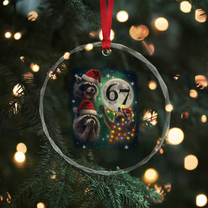 Funny Christmas Three Raccoons 67 Crystal Glass Ornament Trash Panda Moon Howling Six Seven Meme TS11 Print Your Wear