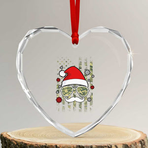 Funny Christmas Veteran Heart Crystal Glass Ornament Santa Hat Camo American Flag TS11 Transparent Glass 3'' Heart Print Your Wear
