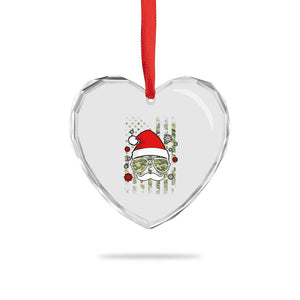 Funny Christmas Veteran Heart Crystal Glass Ornament Santa Hat Camo American Flag TS11 Print Your Wear