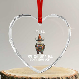 Funny Christmas Viking Gnome Heart Crystal Glass Ornament Fy Da When Uff Da Isn't Enough Norwegian Santa Hat TS11 Transparent Glass 3'' Heart Print Your Wear