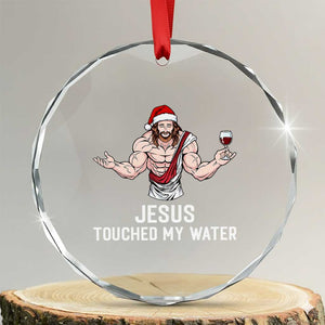 Funny Christmas Wine Crystal Glass Ornament Jesus Drank Wine TS14 Transparent Glass 3'' Circle Print Your Wear