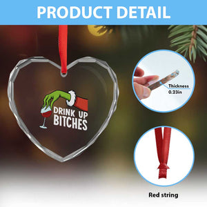 Funny Christmas Wine Heart Crystal Glass Ornament Drink Up Bitches TS14 Print Your Wear