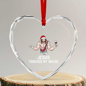 Funny Christmas Wine Heart Crystal Glass Ornament Jesus Drank Wine TS14 Transparent Glass 3'' Heart Print Your Wear