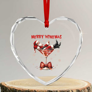 Funny Christmas Wine Heart Crystal Glass Ornament Santa Feeling Xmas TS14 Transparent Glass 3'' Heart Print Your Wear