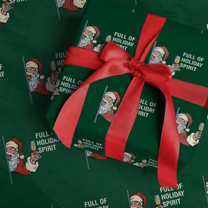 Funny Christmas Wine Wrapping Paper Roll Full Of Holiday Spirit Santa TS11 Green Print Your Wear