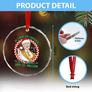 Funny Christmas Wish Billy Meme Crystal Glass Ornament A 8 Ball and 2 Million Dollars Baby Uncle Santa Hat TS02 Print Your Wear