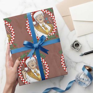 Funny Christmas Wish Billy Meme Wrapping Paper Roll A 8 Ball and 2 Million Dollars Baby Uncle Santa Hat TS02 Mocha Print Your Wear