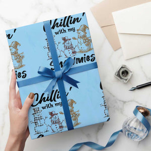 Funny Christmas Wrapping Paper Roll Chilln' With My Snowmies Plaid Snowman TS11 Light Blue Print Your Wear