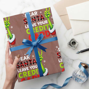 Funny Christmas Wrapping Paper Roll Dear Santa Leave Your Credit Card Red Plaid Pajamas TS10 Mocha Print Your Wear