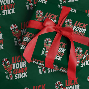 Funny Christmas Wrapping Paper Roll I Like To Lick Your Candy Stick TS11 Green Print Your Wear