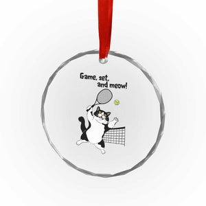 Funny Chubby Cat Tennis Crystal Glass Ornament Game Set And Meow TS12 Print Your Wear