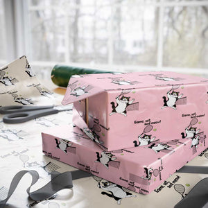 Funny Chubby Cat Tennis Wrapping Paper Roll Game Set And Meow TS12 Light Pink Print Your Wear
