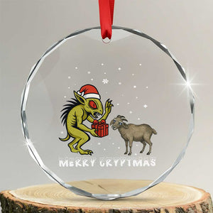 Funny Chupacabra Crystal Glass Ornament Merry Cryptmas Christmas Gift TS12 Transparent Glass 3'' Circle Print Your Wear