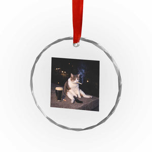 Funny Cigarette And Drinking Irish Stout Beer Cat Meme Crystal Glass Ornament TS11 Print Your Wear