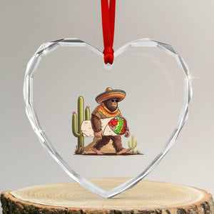 Funny Cinco De Mayo Bigfoot Burrito Lover Gift Heart Crystal Glass Ornament TS12 Transparent Glass 3'' Heart Print Your Wear