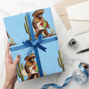 Funny Cinco De Mayo Bigfoot Burrito Lover Gift Wrapping Paper Roll TS12 Light Blue Print Your Wear