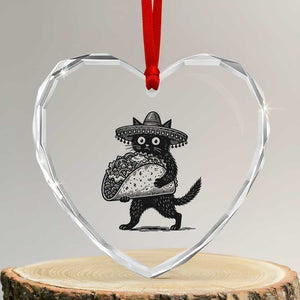 Funny Cinco De Mayo Black Cat With Taco Heart Crystal Glass Ornament Mexican Food Gift TS12 Transparent Glass 3'' Heart Print Your Wear