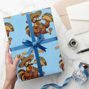 Funny Cinco De Mayo Chicken Wrapping Paper Roll Came For The Tacos TS12 Light Blue Print Your Wear