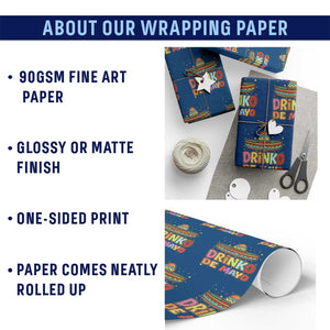 Funny Cinco De Mayo Day Drinking Fiesta Party Wrapping Paper Roll Drinko De Mayo TS12 Print Your Wear