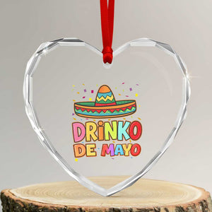 Funny Cinco De Mayo Day Drinking Fiesta Party Heart Crystal Glass Ornament Drinko De Mayo TS12 Transparent Glass 3'' Heart Print Your Wear