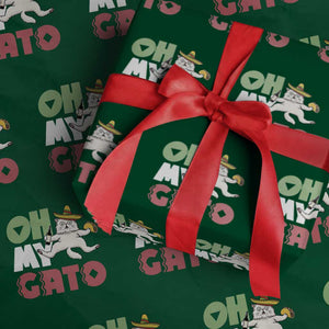 Funny Cinco De Mayo Drunk Cat Wrapping Paper Roll Oh My Gato TS12 Green Print Your Wear