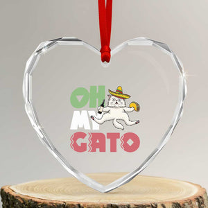 Funny Cinco De Mayo Drunk Cat Heart Crystal Glass Ornament Oh My Gato TS12 Transparent Glass 3'' Heart Print Your Wear