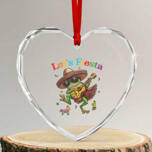 Funny Cinco De Mayo Frog Playing Guitar Heart Crystal Glass Ornament Lets Fiesta TS12 Transparent Glass 3'' Heart Print Your Wear