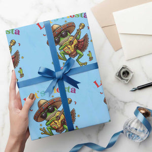 Funny Cinco De Mayo Frog Playing Guitar Wrapping Paper Roll Lets Fiesta TS12 Light Blue Print Your Wear