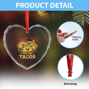 Funny Cinco De Mayo Just Here For The Tacos Heart Crystal Glass Ornament Taco Lover Gift TS12 Print Your Wear