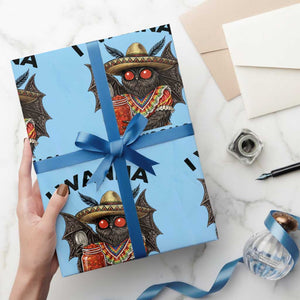 Funny Cinco De Mayo Mothman Wrapping Paper Roll I Wanna Taste His Salsa TS12 Light Blue Print Your Wear