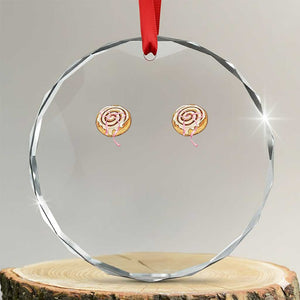 Funny Cinnamon Roll Crystal Glass Ornament Double Bakery Meme TS14 Transparent Glass 3'' Circle Print Your Wear