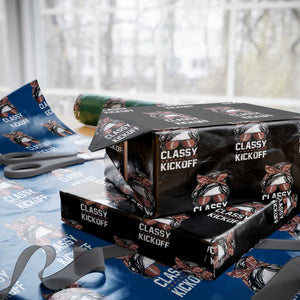 Funny Classy Until Kickoff Wrapping Paper Roll American Football Game Day Messy Bun TS11 Black Print Your Wear