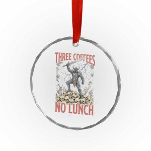 Funny Coffee Lover Fantasy Knight Graphic Crystal Glass Ornament Three Coffees No Lunch Work Humor Dark Fantasy Parody