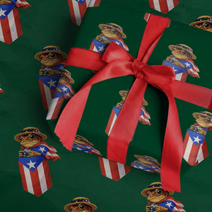 Funny Coqui Frog Puerto Rico Flag Wrapping Paper Roll Puerto Rican Taino Buricua Borinquen TS10 Green Print Your Wear